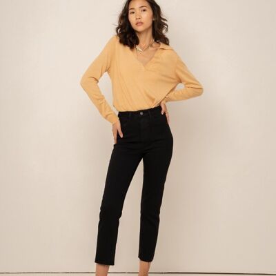 Marylin Momfit Cropped Straight Jeans BLACK