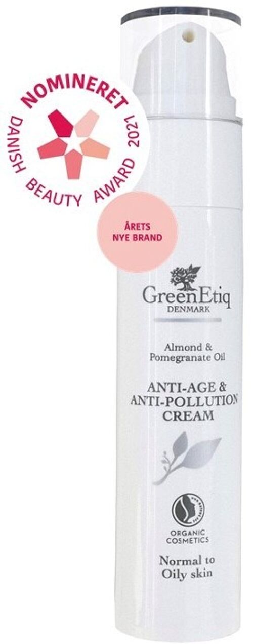 AntiAge & Anti-Pollution cream, Almond & Pomgranate oil. Normal to Oily skin.
