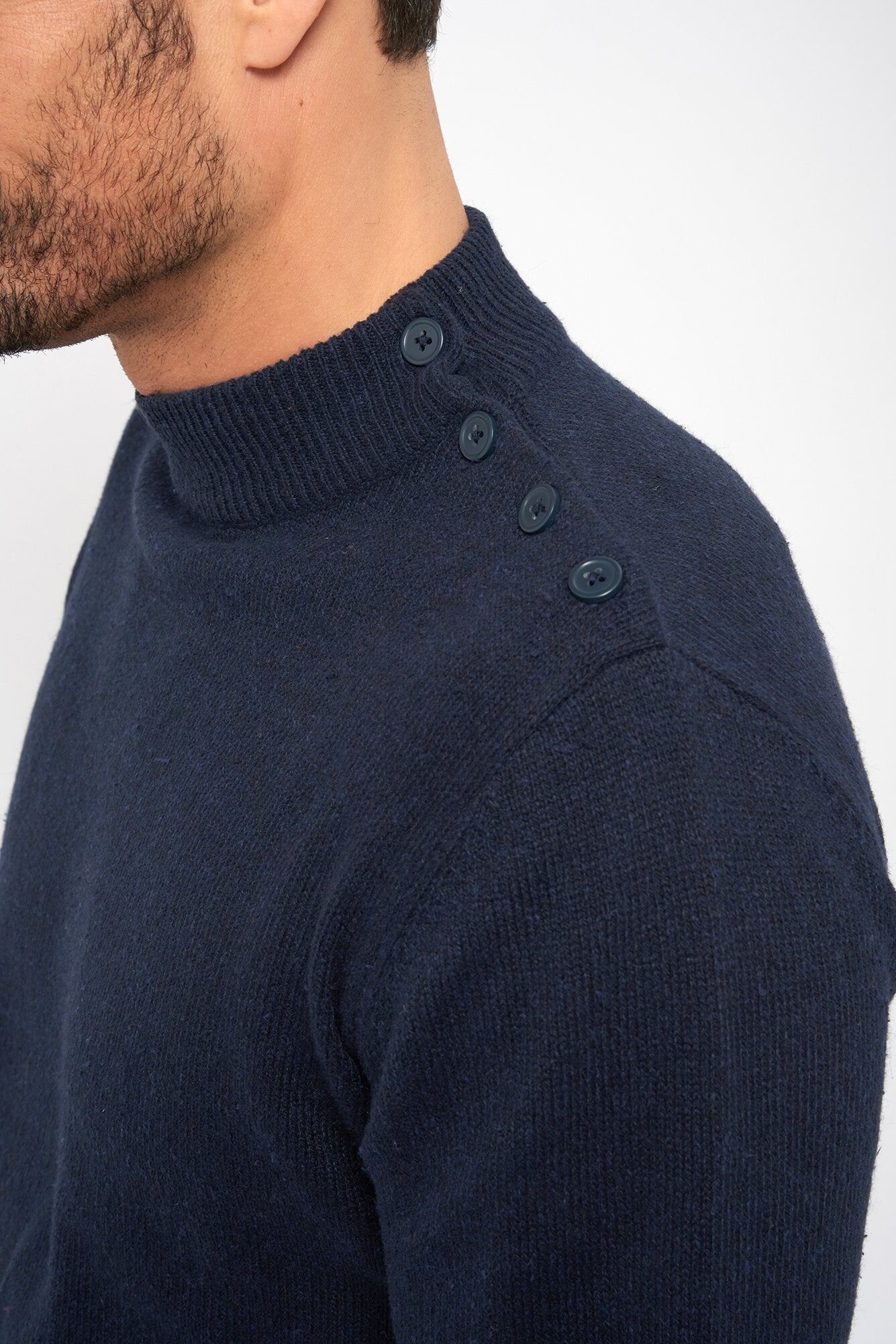 Pull marin boutonné epaule homme hot sale