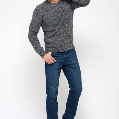 Round neck sweater - Gray blue - 100% recycled
