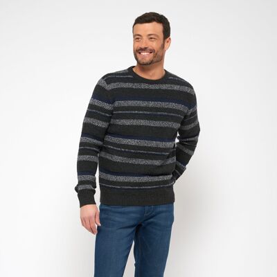 Round neck jumper - striped - 100% recycled