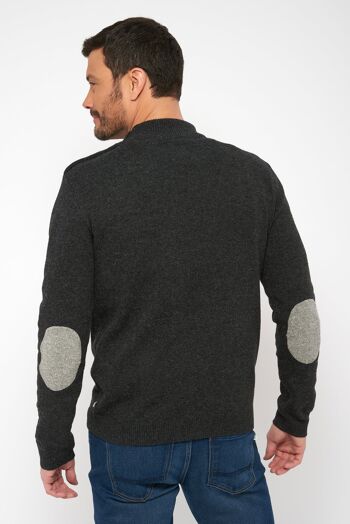 Pull col rond, boutonné épaule - Anthracite - 100% recyclé - S 2