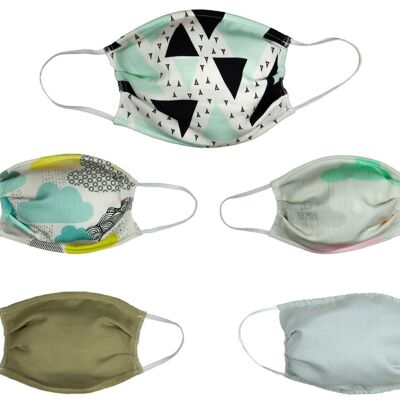 Set of 5 fabric protective masks - Washable and sterilisable: Bamboo