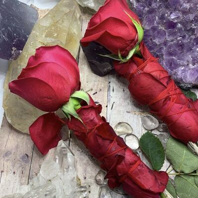 Red Rose + Californian White Sage Smudge Sticks