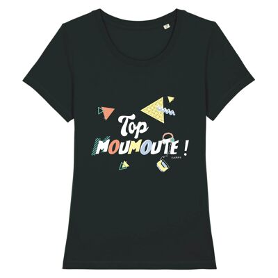 T-shirt femme Dark Top Moumoute ! - Coton Bio - XS - Noir