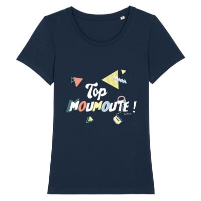T-shirt femme Dark Top Moumoute ! - Coton Bio - XS - Marine
