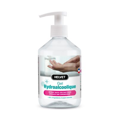 Gel Hydroalcoolique 500 ml avec pompe -  Antisepsie des mains (Bactéries & Coronavirus)