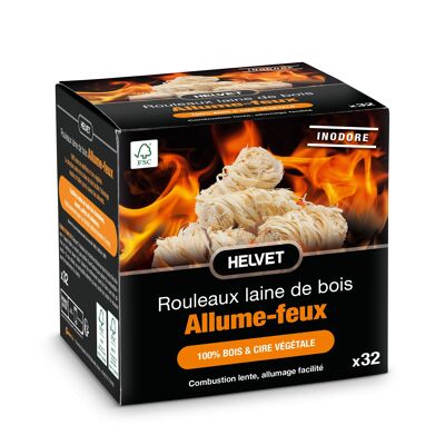 Rouleaux Allume-Feux Laines de Bois x32 HELVET