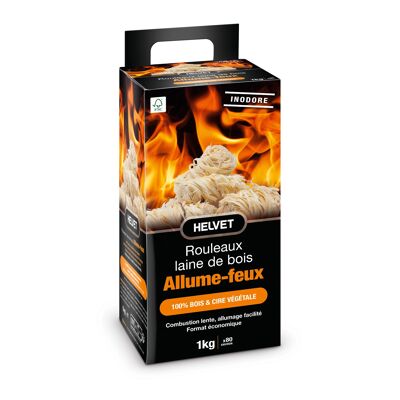 Wood wool fire starter rolls - 1kg bag