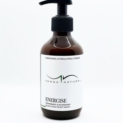 ENERGISE | PEPPERMINT & ROSEMARY BLACK SOAP BODY WASH - 250ml