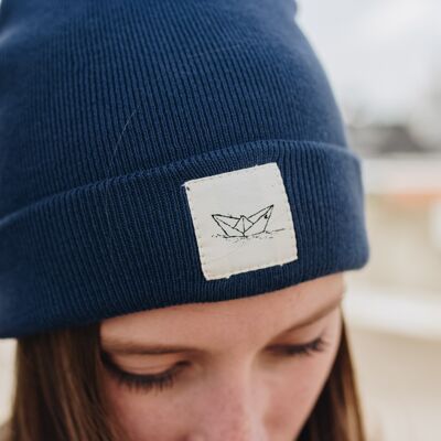 Gorro Paperboat de algodón orgánico Dark Denim Blue