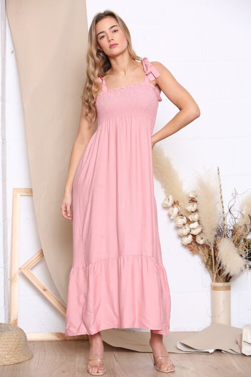 Pink strap shoulder maxi dress