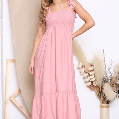Pink strap shoulder maxi dress