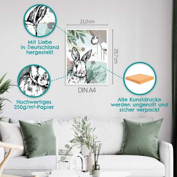 4 affiches premium pour Pâques | A4 | Tableaux muraux pour le salon et la cuisine - abstrait - impressions d'art de haute qualité | Décoration | Ensemble mural 3