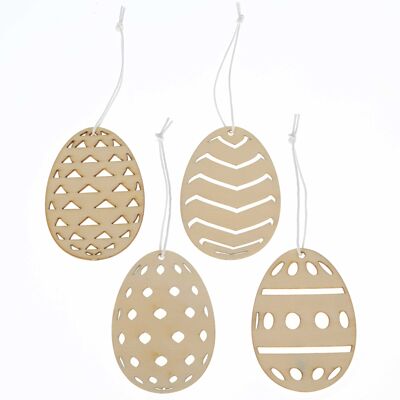 12 Easter hangers made of wood - reusable Easter decoration 7x7 cm - 1.8 cm thick - 4 different designs each 3x - pattern - set 1