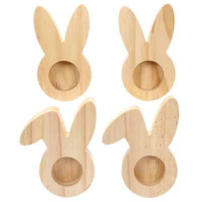 4 hueveras de madera - decoración de Pascua de alta calidad - perfectas para el brunch y el desayuno - decoración de mesa para Pascua - motivo de conejo - set 2