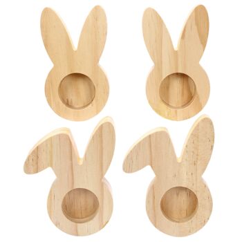 4 coquetiers en bois - décoration de Pâques de haute qualité - parfait pour le brunch et le petit déjeuner - décoration de table pour Pâques - motif lapin - set 2 1