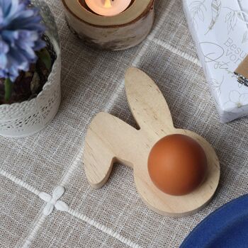 4 coquetiers en bois - décoration de Pâques de haute qualité - parfait pour le brunch et le petit déjeuner - décoration de table pour Pâques - motif lapin - set 2 5