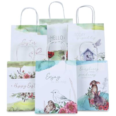6 printed handle bags for Easter - watercolor - 22.5x18x8cm - 6 additional Easter postcards - gift packaging - gift bags for filling - alternative Easter nest - set 2