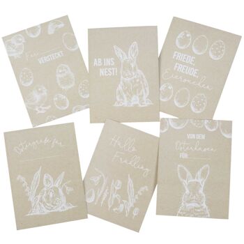 6 sacs à poignées imprimés pour Pâques - papier d'emballage blanc - 22,5x18x8cm - 6 cartes postales de Pâques supplémentaires - emballage cadeau - sacs cadeaux à remplir - nid de Pâques alternatif - set 5 2
