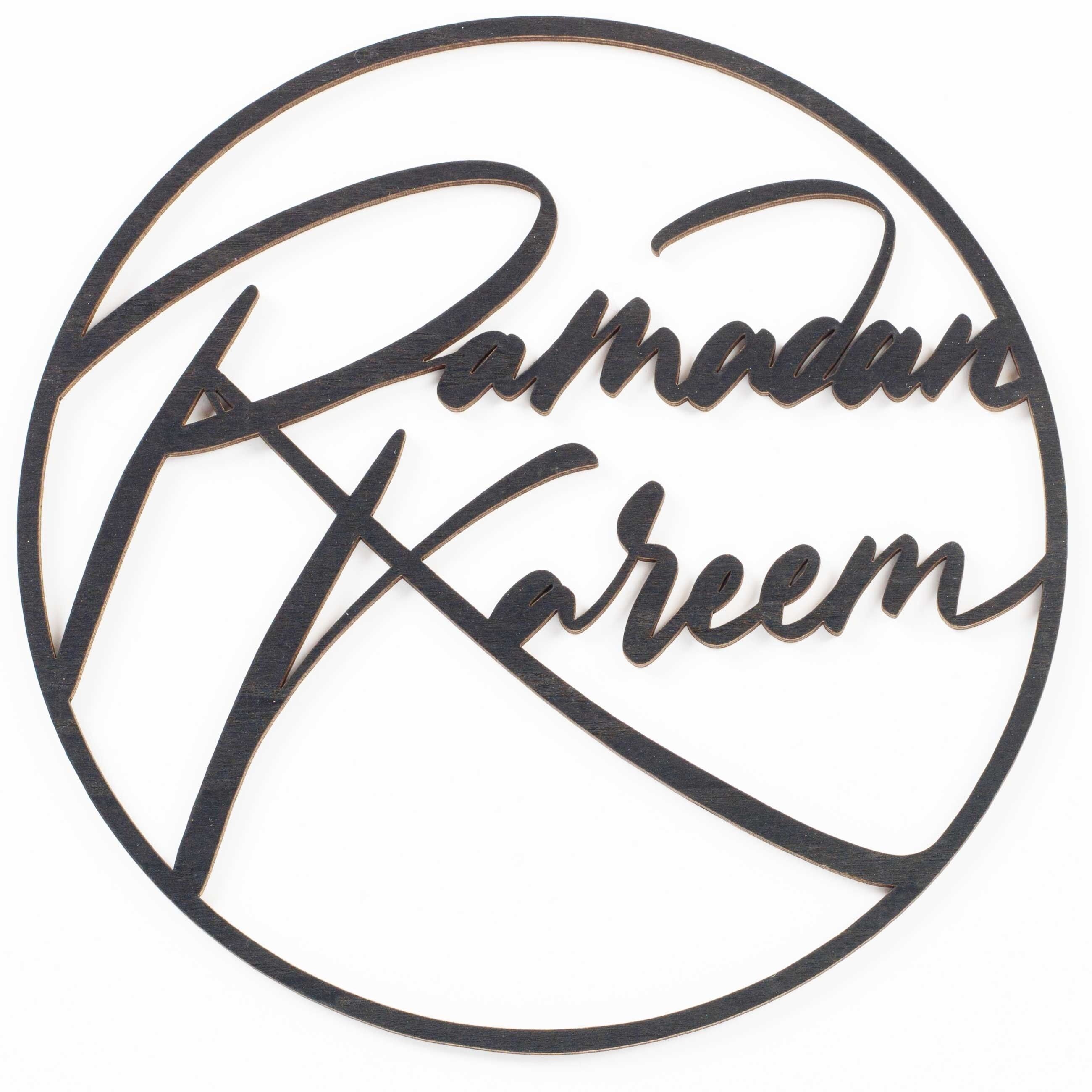 Ramadan decoration made of wood to hang up - wooden ring black - reusable decoration - with elegant ribbon - diameter 22cm