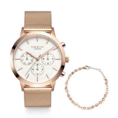 Rotunda Rose Gold White Set - Rotunda Rose Gold White + Sloane Bracelet