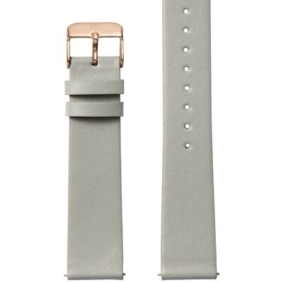 Grey Leather 20 Strap Rose Gold