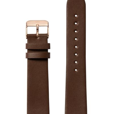 Brown Leather 20 Strap Rose Gold