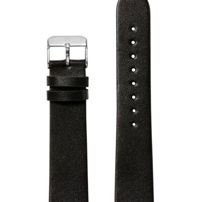 Black Leather 20 Strap Silver