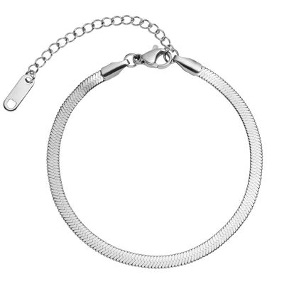 Lisson Flat Snake Chain Bracelet, Silver