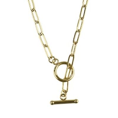 T Bar Chain Necklace, Gold