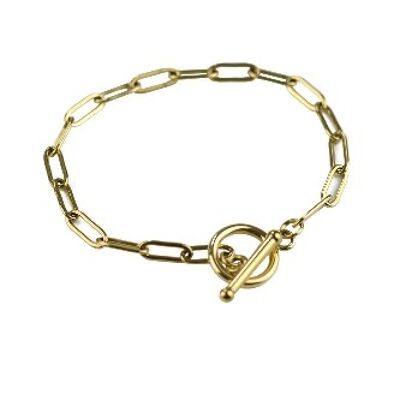 T Bar Chain Bracelet, Gold