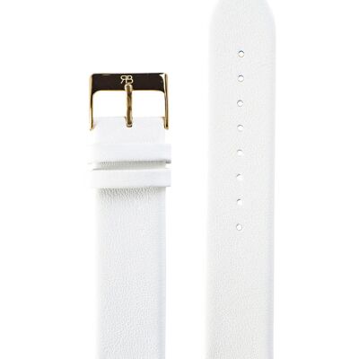 White Leather Strap Gold