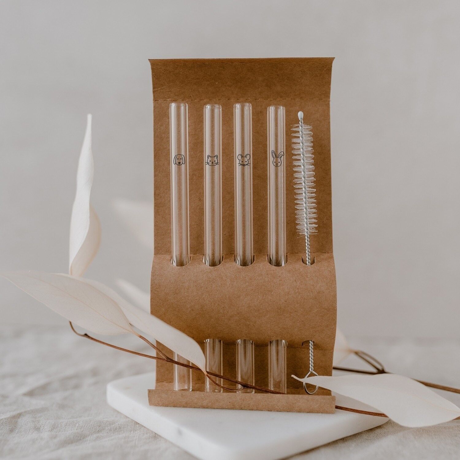 Cannucce animali nere in vetro 13 cm in un set di 4 (VE = 10 set)