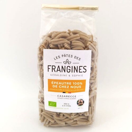 [100% Belge] Pâtes FRANGINES Epeautre (wallonie) -  Casarecce en moule de bronze  -  450gr