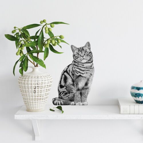 British shorthair wall sticker - cat illustration - wall decor