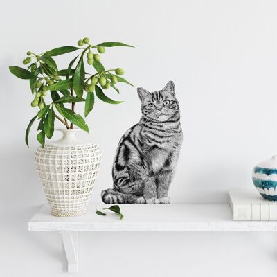 Adesivo da parete British Shorthair - illustrazione di gatto - decorazione da parete
