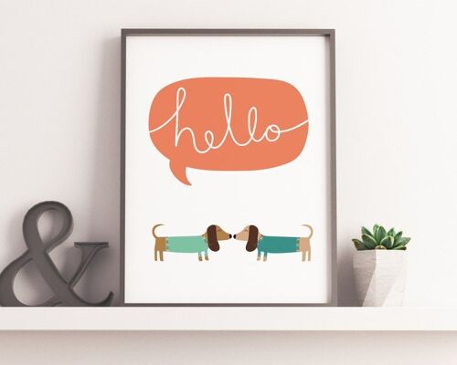 Hello Sausage! Cute dachshund sausage dog print - A4 print only (£15.00)
