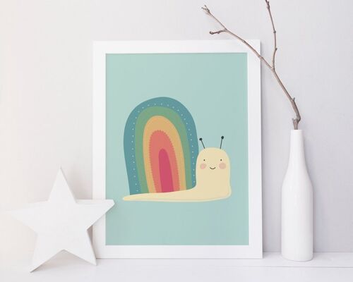 Cute 'Rainbow Snail' print for children, babies or nursery - A4 print only (£15.00)