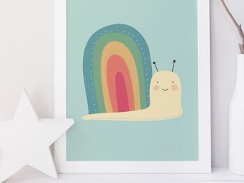 Joli imprimé 'Rainbow Snail' pour enfants, bébés ou crèche - Impression A4 uniquement (15,00 £) 2