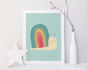 Joli imprimé 'Rainbow Snail' pour enfants, bébés ou crèche - Impression A3 uniquement (20,00 £) 1