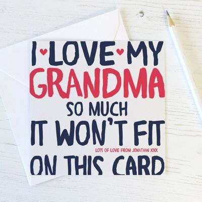 Funny Grandma Birthday Card - personalised card - card for Grandma - birthday card - funny card - Grandma birthday - uk - grandma - I Love My