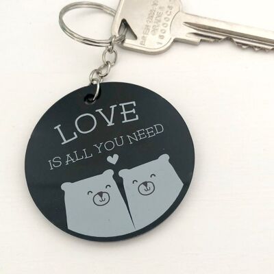 Love Is All You Need Cute Bears Keyring Keychain - Bear Couple Love Motif Zipper Pull - Cat