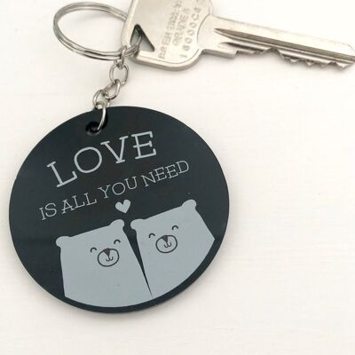 Love Is All You Need Cute Bears Keyring Keychain - Bear Couple Love Motif Zipper Pull - Cat