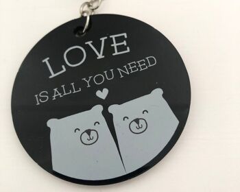 L'amour est tout ce dont vous avez besoin Porte-clés porte-clés ours mignons - Tirette à glissière avec motif d'amour couple d'ours - Chat 3