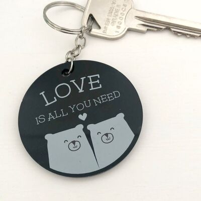 Love Is All You Need Cute Bears Keyring Keychain - Bear Couple Love Motif Zipper Pull - Unicorn