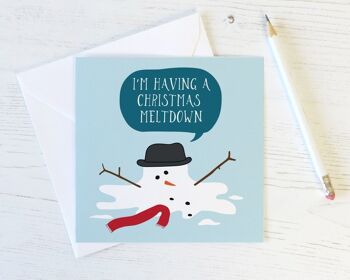 Carte de Noël drôle de bonhomme de neige 'Christmas Meltdown'