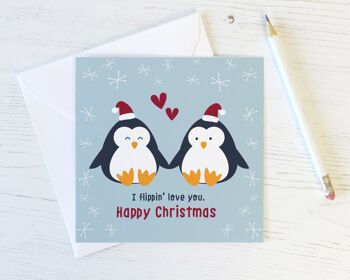 Carte de Noël Flippin Love You Pingouin