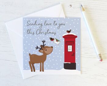 Envoi d'amour à vous ce Noël - Carte de Noël de boîte aux lettres de cerf