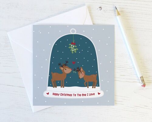 To The One I Love - Deer Snowglobe Xmas Card